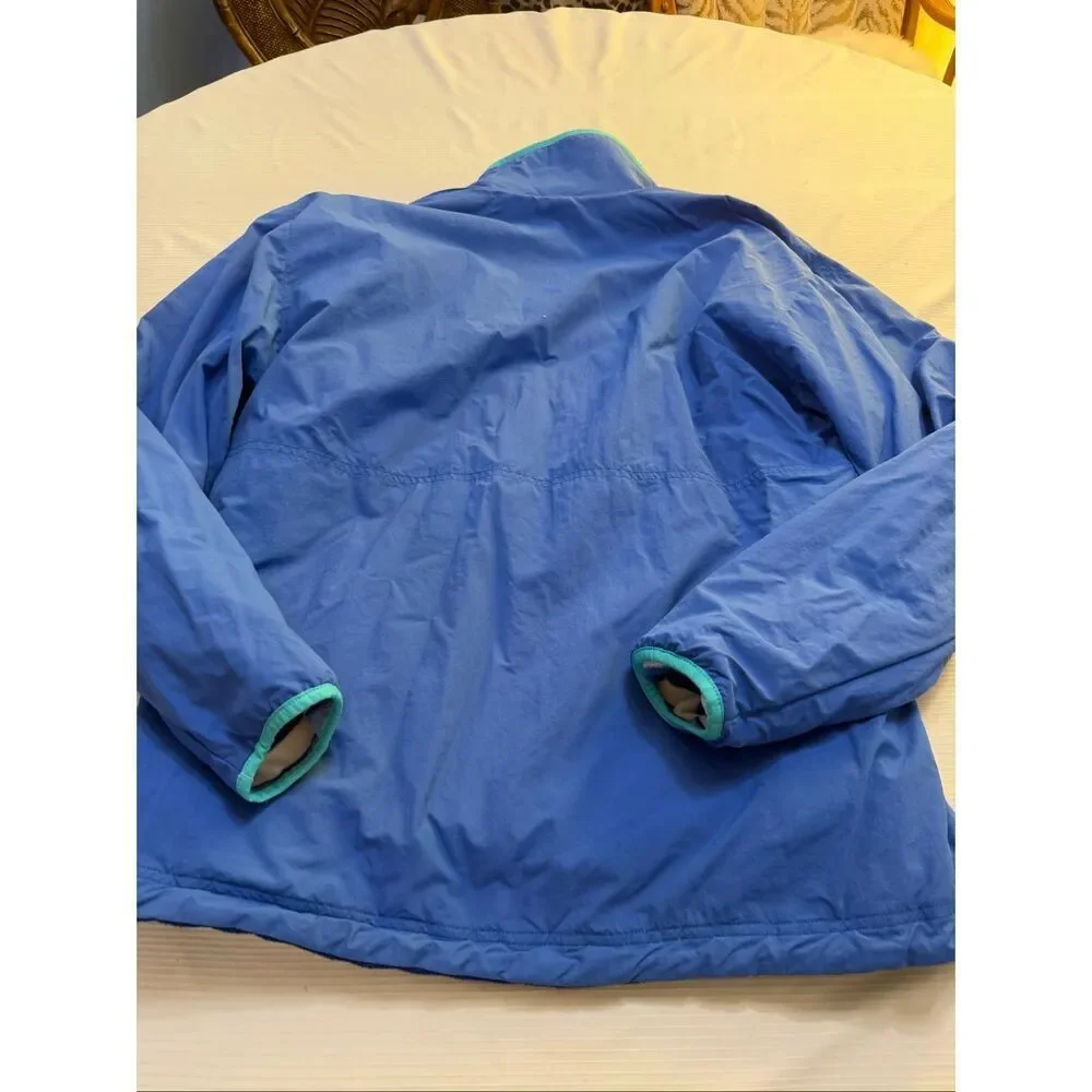 Chubbies Reversible Pullover Jacket Blue Teal Wave Fleece Men's Large Preppy Y2K